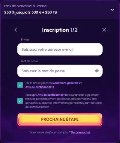 NovaJackpot Casino Inscription